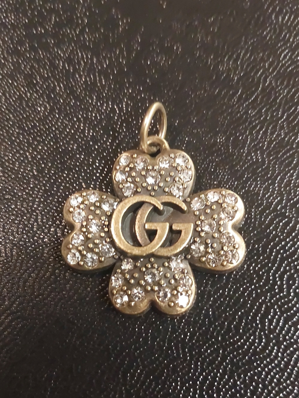 GG Gold-Tone Crystal Clover Charm Pendant